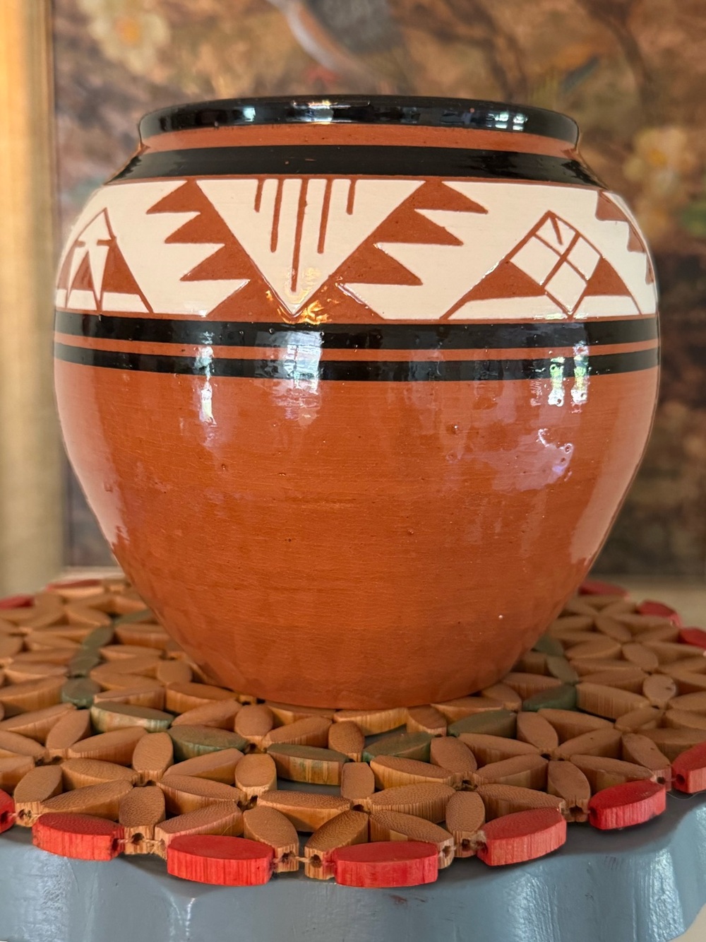 6” Vtg. Sioux Pottery Signed Al Deer Tail Handcrafted Rust Red Terracotta.